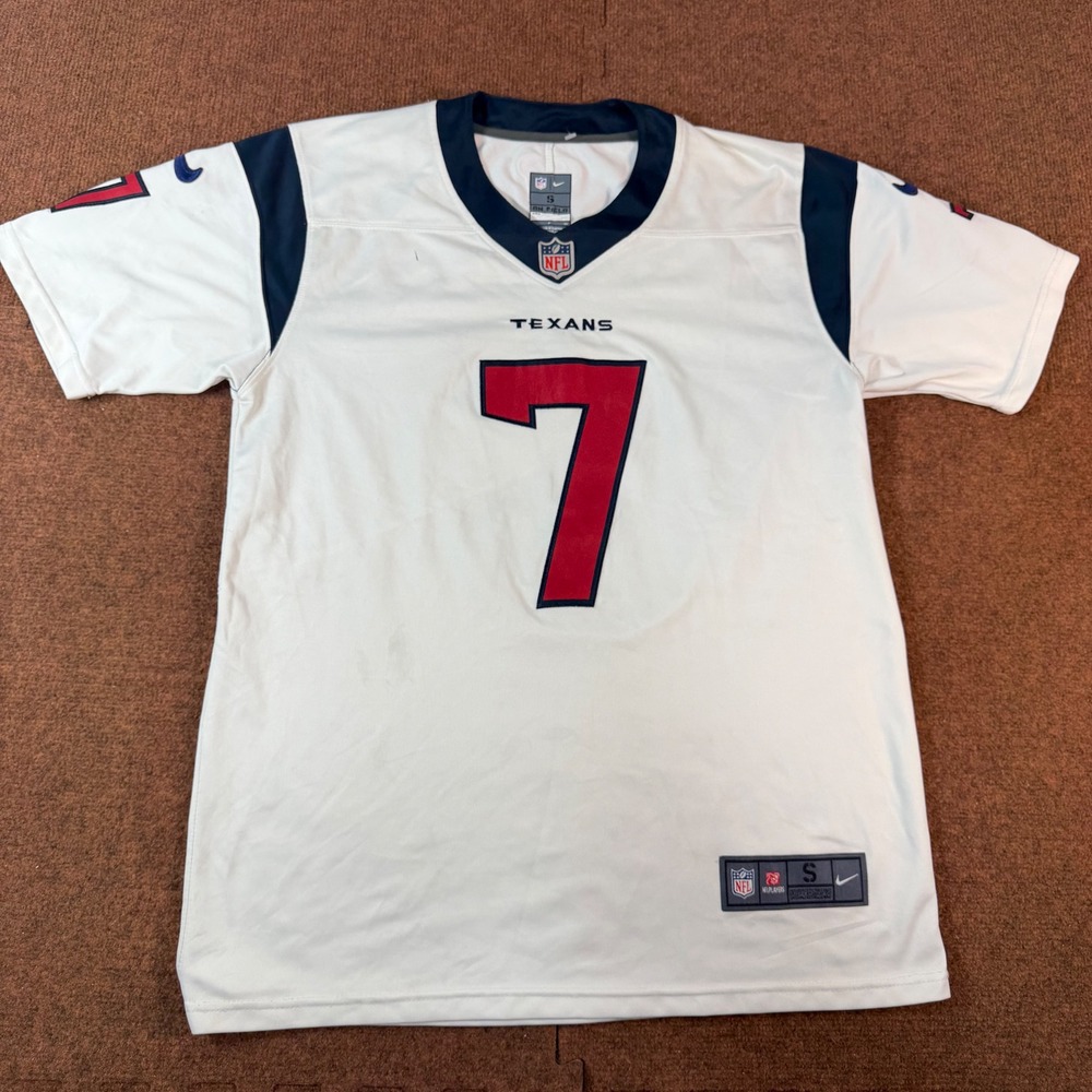 A- Nike Houston Texans CJ Stroud 7 NFL Jersey Mens Small White Football On Field